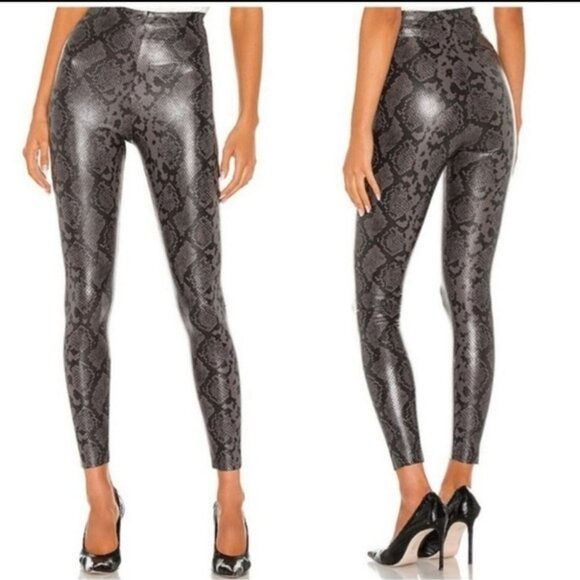 COMMANDO CONTOUR TEXTURED SNAKESKIN DARK GREY SILVER PRINT LEGGINGS PANTS XS - Picture 1 of 4